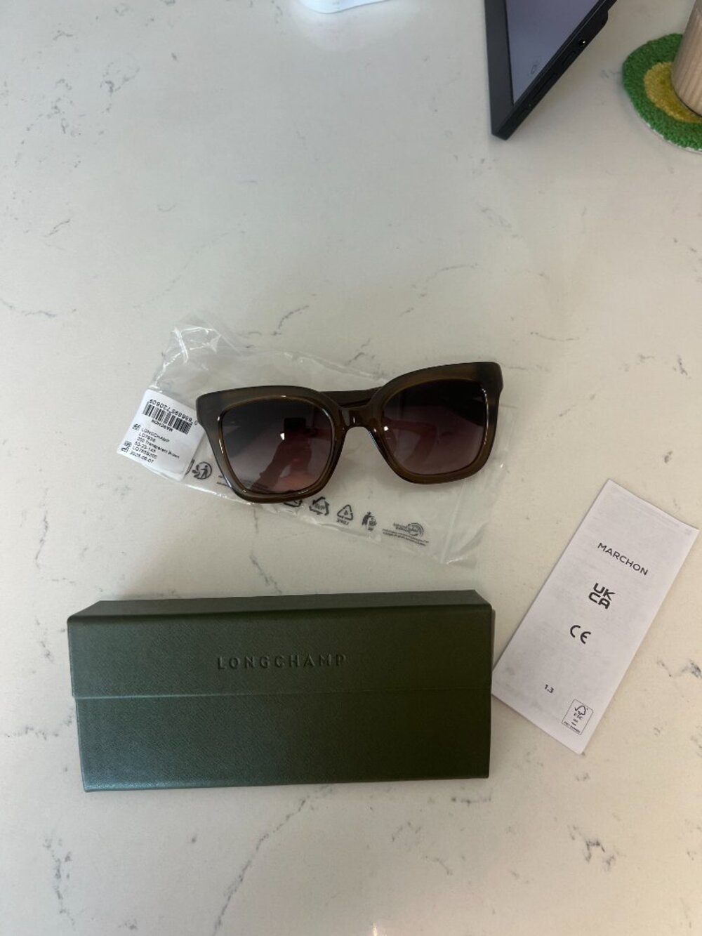 NWT Longchamp Sunglasses Transparent Brown Oversized